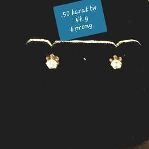 Diamond stud Earrings. .50 karat TW 14K Yellow